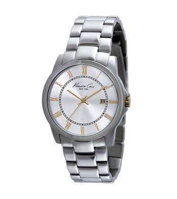 Kenneth Cole New York® William Collection Men's Silvertone/Gunmetal Stainless Steel Bracelet Watch