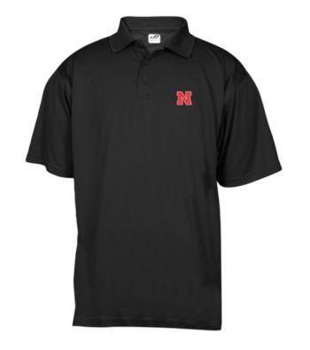 J. America® Men's Black University of Nebraska Mesh Performance Polo