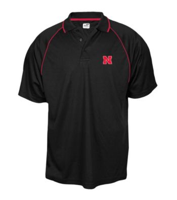 J. America® Men's Black University of Nebraska Contrast Mesh Performance Polo