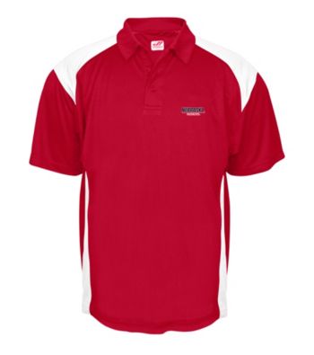 J. America® Men's Red University of Nebraska Mesh with Interlock Panel Performance Polo