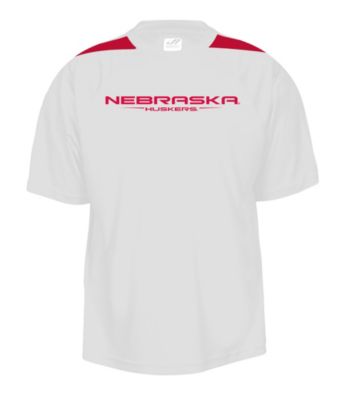 J. America® Men's White University of Nebraska Mesh Performance Tee with Sleeve Panels