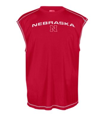 J. America® Men's Red University of Nebraska Sleeveless Mesh Performance Tee