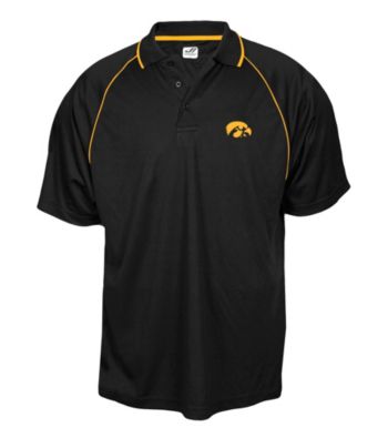 J. America® Men's Black University of Iowa Contrast Mesh Performance Polo