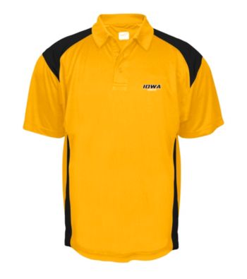 J. America® Men's Gold University of Iowa Mesh with Interlock Panel Performance Polo