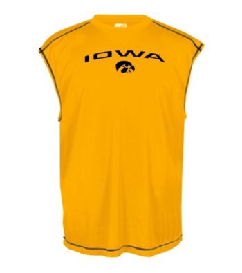 J. America® Men's Gold University of Iowa Sleeveless Mesh Performance Tee