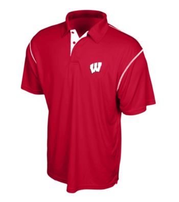 J. America® Men's Red University of Wisconsin-Madison Contrast Stitch Performance Polo
