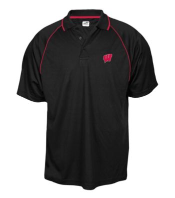 J. America® Men's Black University of Wisconsin-Madison Contrast Mesh Performance Polo