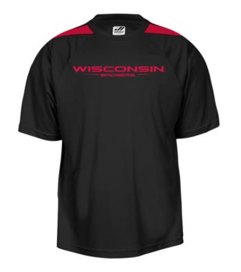 J. America® Men's Black University of Wisconsin-Madison Mesh Performance Tee with Sleeve Panels
