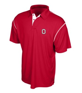 J. America® Men's Red Ohio State Contrast Stitch Performance Polo