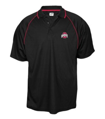 J. America® Men's Black Ohio State Contrast Mesh Performance Polo