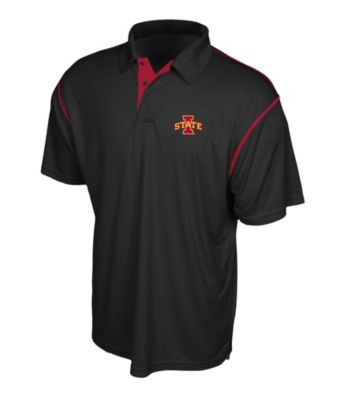 J. America® Men's Black Iowa State Contrast Stitch Performance Polo