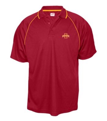 J. America® Men's Cardinal Iowa State Contrast Mesh Performance Polo
