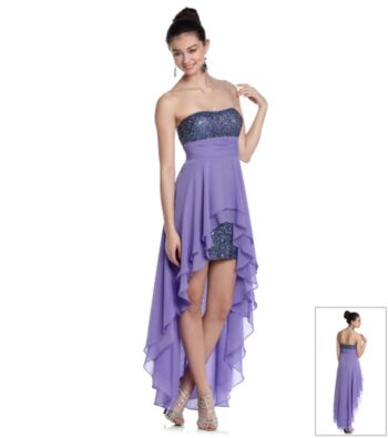 Hailey Logan Juniors' Strapless Hi-Low Sequin Party Dress