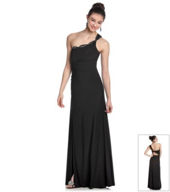 Hailey Logan Juniors' One-Shoulder Long Formal Dress
