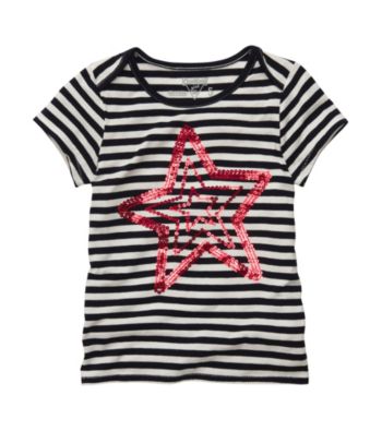 OshKosh B'Gosh® Girls' 4-6X Navy/White Striped Star Tee