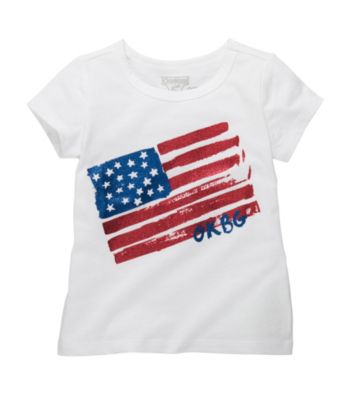 OshKosh B'Gosh® Girls' 4-6X White Flag Tee