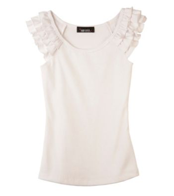 Amy Byer Girls' 7-16 White Ruffle Sleeve Top