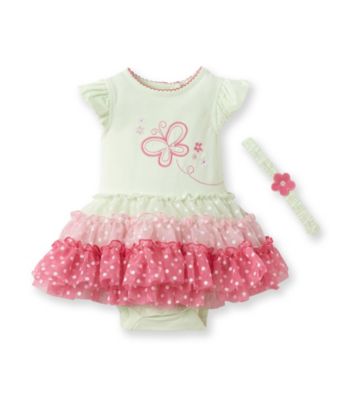Little Me® Baby Girls' Mint Butterfly Tutu Bodysuit With Headband