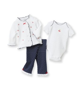 Little Me® Baby Girls' White/Navy Cherry Schiffli Take-Me-Home Set