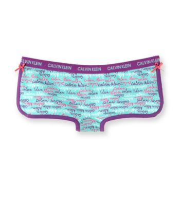 Calvin Klein Girls' 6-16 Purple/Teal Logo Boyshorts