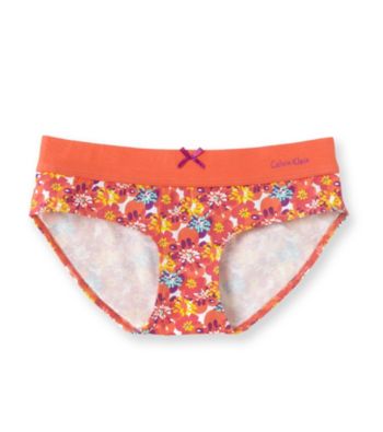 Calvin Klein Girls' 6-16 Pink/Orange Flower Hipster Panties