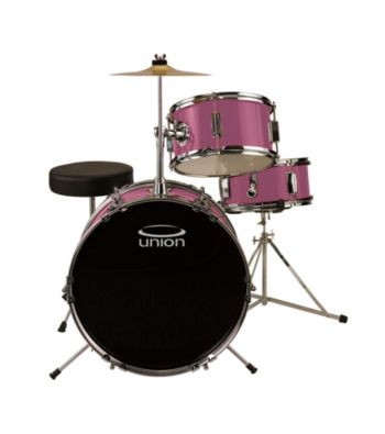 Union UJ3 3-pc. Pink Junior Drum Set with Hardware, Cymbal, and Throne