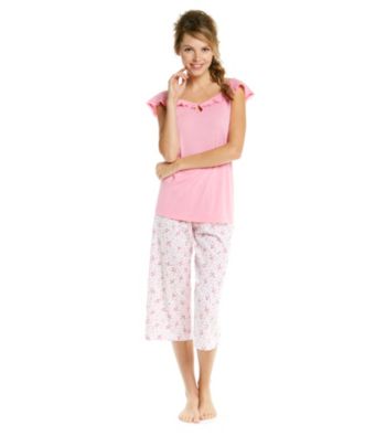 KN Karen Neuburger Knit Combo Capri Pajama Set - Rose Scroll