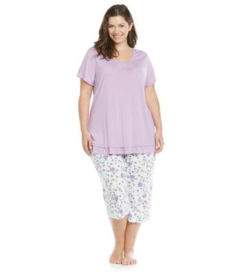 KN Karen Neuburger Plus Size Knit Combo Pajama Set - Purple Floral