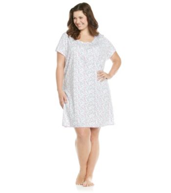 KN Karen Neuburger Plus Size Knit Henley Sleepshirt - Purple Floral