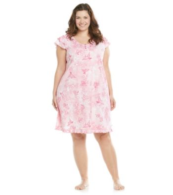KN Karen Neuburger Plus Size Knit Henley Sleepshirt - Rose Novelty