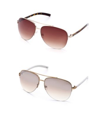Jessica Simpson Rhinestone Semi Rim Aviator Combo Sunglasses
