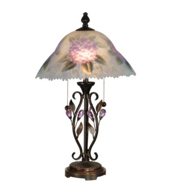 Dale Tiffany Hand Painted Purple Flower Table Lamp