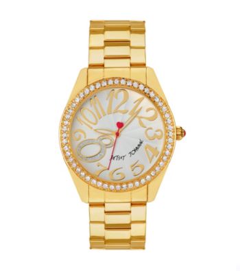 Betsey Johnson® Goldtone Watch with Case Set in Crystal