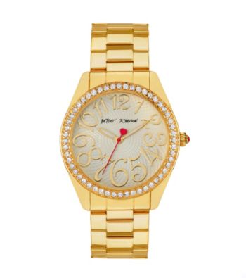 Betsey Johnson® Goldtone Watch with Case Set in Crystal