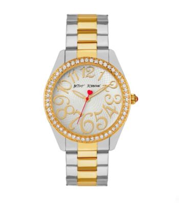 Betsey Johnson® Two Tone Watch with Case Set in Crystal