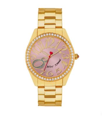 Betsey Johnson® Goldtone Watch with Case Set in Crystal