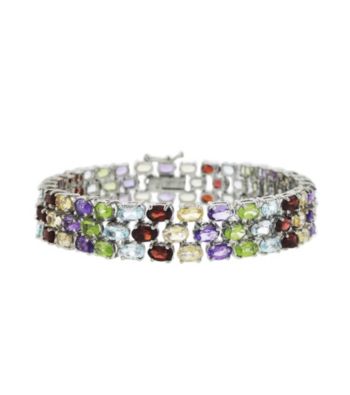 Designs by FMC Mulit Gemstone Three Row Bracelet - .23 ct. t.w.