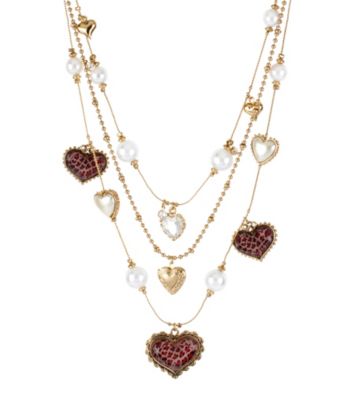 Betsey Johnson® Pink Leopard Heart Illusion Necklace