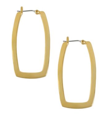 Kenneth Cole® Shiny Goldtone Skinny Rectangle Hoop Earrings
