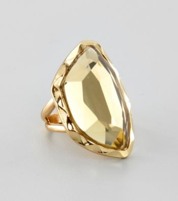 Guess Goldtone Faceted Stone Ring