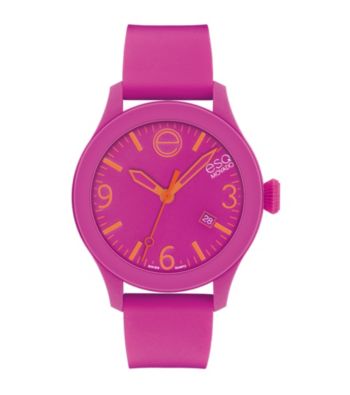 ESQ Movado® One™ Fuchsia Silicone Wrapped Stainless Steel Watch