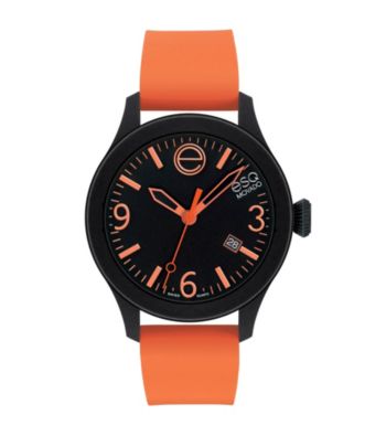 ESQ Movado® One™ Orange/Black Silicone Wrapped Stainless Steel Watch