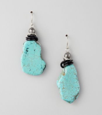 Laura Ashley® Black/Turquoise/Silvertone Drop Earrings
