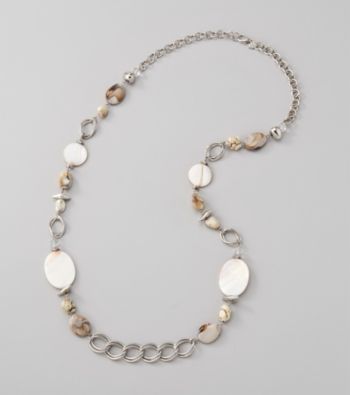 Laura Ashley® 32' Neutral/Silvertone Strand Necklace