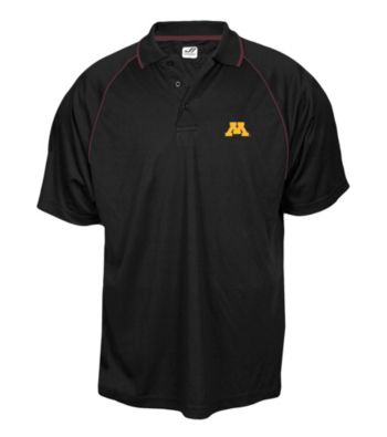 J. America® Men's Black University of Minnesota Contrast Mesh Performance Polo