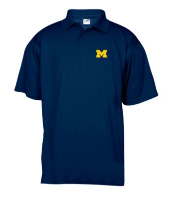 J. America® Men's Navy University of Michigan Solid Mesh Performance Polo