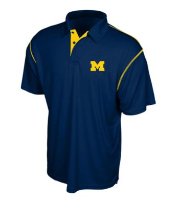 J. America® Men's Navy University of Michigan Contrast Stitch Performance Polo