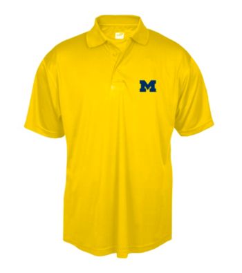 J. America® Men's Yellow University of Michigan Solid Performance Polo