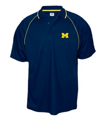 J. America® Men's Navy University of Michigan Contrast Mesh Performance Polo