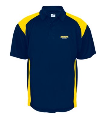 J. America® Men's Navy University of Michigan Mesh with Interlock Panel Performance Polo